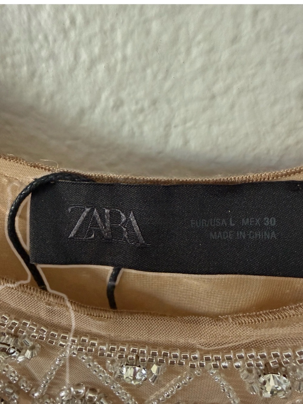 Zara Embellished Fringe Mini Dress | Nude Champagne | Party Cocktail NWOT - Picture 4 of 5